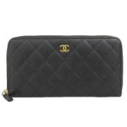 Pre-owned Leather wallets Chanel Vintage , Black , Dames