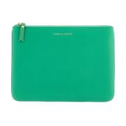 Gelamineerde Logo Leren Pouch met Rits Comme des Garçons , Green , Dam...