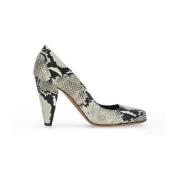 Python Leren Hakken Open Teen Schoenen Khaite , Beige , Dames