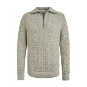 Half Zip Pullover Katoen Geplateerd Cast Iron , Beige , Heren