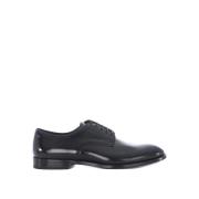 Zwarte Geborsteld Leren Oxford Schoen Doucal's , Black , Heren