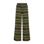 Diva Jacquard Border Palazzo Broek King Louie , Green , Dames