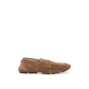 Suede Driver Schoenen met DG Logo Dolce & Gabbana , Brown , Heren