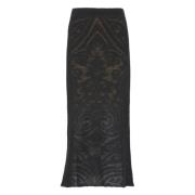 Zwarte Alpaca Rok met Elastische Taille Etro , Black , Dames