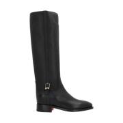 Zwarte Leren Ritslaarzen Santoni , Black , Dames