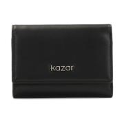 Compacte zwarte leren portemonnee Kazar , Black , Dames