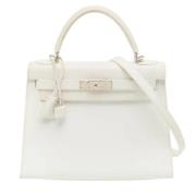 Pre-owned Leather handbags Hermès Vintage , White , Dames