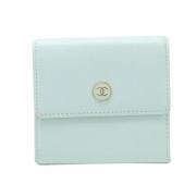 Pre-owned Leather wallets Chanel Vintage , Blue , Dames