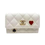 Pre-owned Leather wallets Chanel Vintage , White , Dames