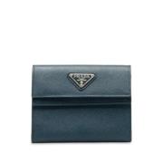 Pre-owned Leather wallets Prada Vintage , Blue , Dames