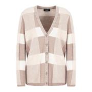 Ruitpatroon V-hals Cardigan Sweaters Emporio Armani , Beige , Dames