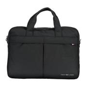 Zwarte Heren Aktetas met Laptoptas Tommy Hilfiger , Black , Heren