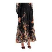 Bloemen Maxi Rok met Ruching Details Zimmermann , Multicolor , Dames