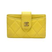 Pre-owned Leather wallets Chanel Vintage , Yellow , Dames