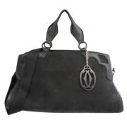 Pre-owned Suede handbags Cartier Vintage , Black , Dames