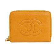 Pre-owned Leather wallets Chanel Vintage , Orange , Dames