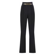 Gebonden Imitatie Leren Crepe Broek Elisabetta Franchi , Black , Dames