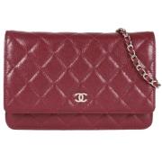 Pre-owned Leather wallets Chanel Vintage , Red , Dames