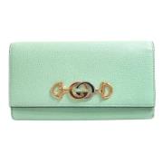 Pre-owned Leather wallets Gucci Vintage , Green , Dames