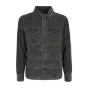 Grijze Gewatteerde Fluwelen Jas Moncler , Gray , Heren