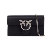 Love Birds Diamond Cut Crossbody Tas Pinko , Black , Dames