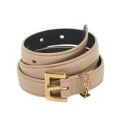 Pre-owned Leather belts Yves Saint Laurent Vintage , Beige , Dames