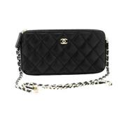 Pre-owned Leather wallets Chanel Vintage , Black , Dames