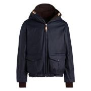 Donkerblauwe Katoenen Hoodie Jas Manifattura Ceccarelli , Blue , Heren