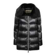 Nylon Ultralight Faux Fur Jas Herno , Black , Dames