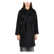 Wollen jas met capuchon Newmang stijl Max Mara Studio , Black , Dames