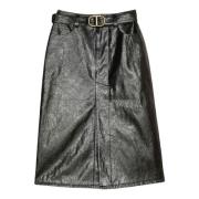 Zwarte leren kokerrok Twinset , Black , Dames