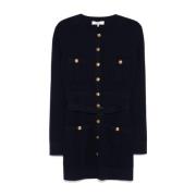 Navy Blauw Wollen Jas Chloé , Blue , Dames