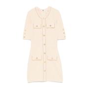 Crème Honingraatsteek Mini Jurk Elisabetta Franchi , Beige , Dames