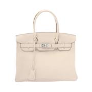 Pre-owned Leather shoulder-bags Hermès Vintage , White , Dames