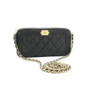 Pre-owned Leather wallets Chanel Vintage , Black , Dames