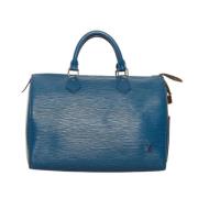 Pre-owned Leather travel-bags Louis Vuitton Vintage , Blue , Dames