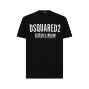 Zwart Katoenen T-shirt Cool Fit Dsquared2 , Black , Heren