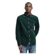 Velours Regular Shirt Iconische Stijl Gant , Green , Heren