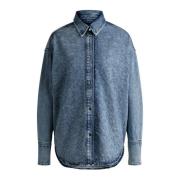 Denim shirt met kristaldecoraties Hugo Boss , Blue , Heren