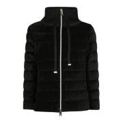 Corduroy Jas met Rechte Zoom en Rits Herno , Black , Dames