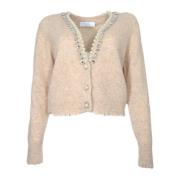 Elegante V-hals Cardigan Beige Kaos , Beige , Dames