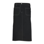 Zwarte denim rok met zakken Courrèges , Black , Dames