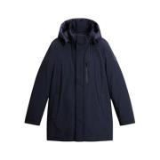 Blauwe Parka Waterdicht Winddicht Eendendons Woolrich , Blue , Heren