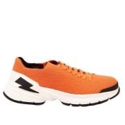 Bolt Textiel en Leren Sneaker Neil Barrett , Orange , Heren