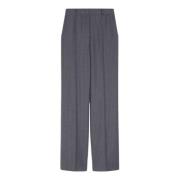 Rechte Pijp Wollen Flanellen Broek Max Mara Studio , Gray , Dames