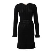 Zwarte Jurk met Lange Mouwen Twinset , Black , Dames