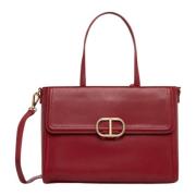 Rode Leren Shopper Tas 'Brera' Twinset , Red , Dames