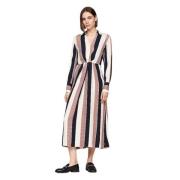 Gestreepte V-hals Lange Jurk Tommy Hilfiger , Multicolor , Dames