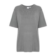 Grijze Jersey Geborduurd Logo T-shirt Pinko , Gray , Dames