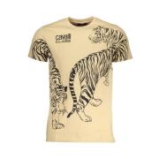 Print Logo Korte Mouw Tee Cavalli Class , Beige , Heren